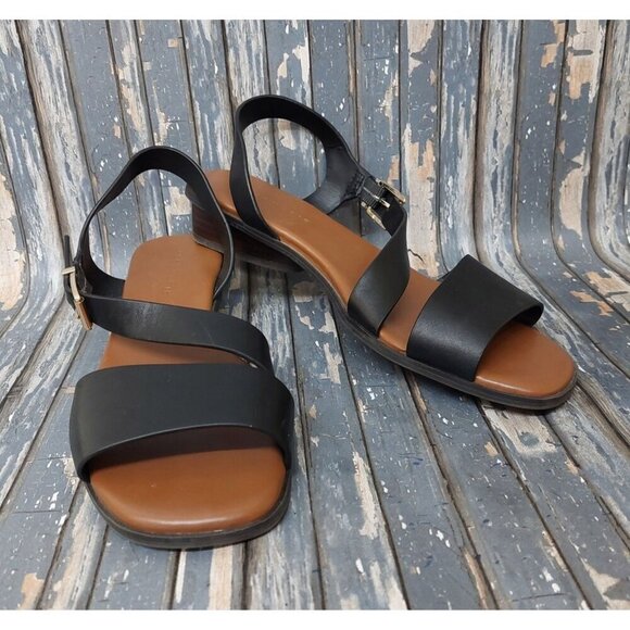Alex Marie Black Leather Strappy Slingback Buckle Sandals Size 9 MINT Condition - Picture 1 of 10